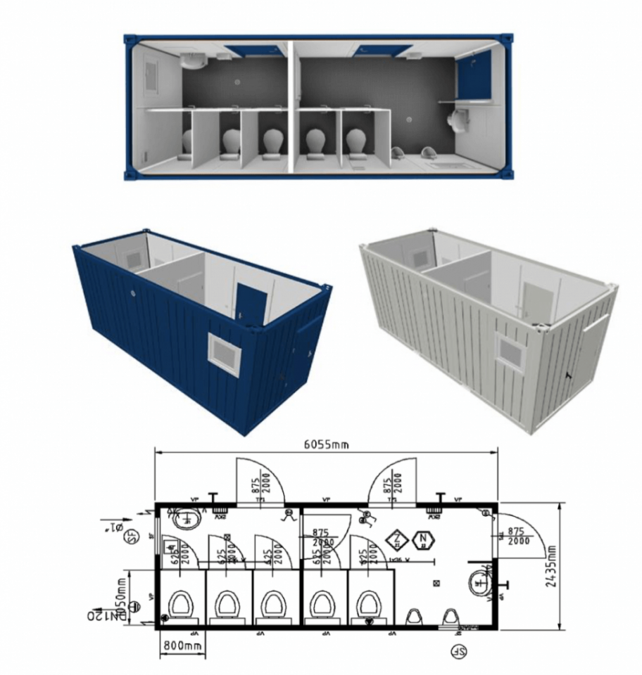 20 Fuss Damen / Herren WC- Container, fabrikneu – Bild 6